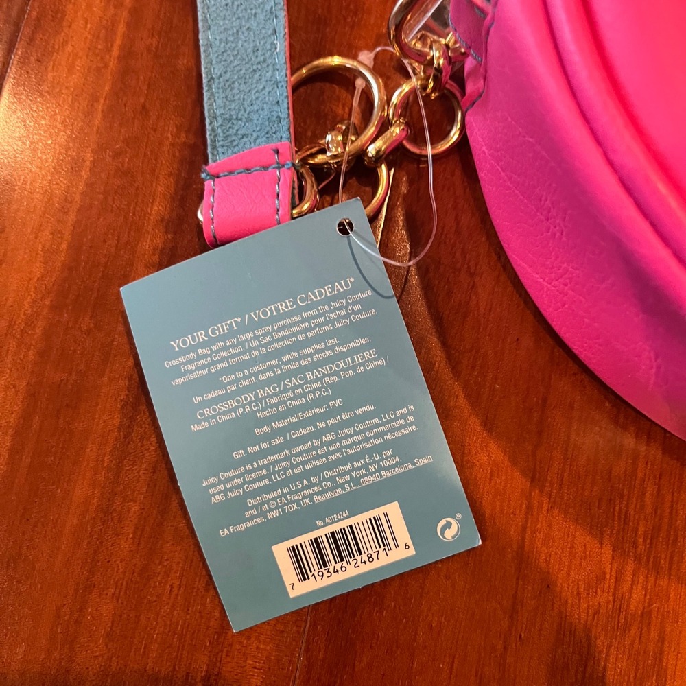 Juicy Couture Purse Bag Oui Splash Hot Pink Blue Round Crossbody Small New‎ NWT - Picture 3 of 9